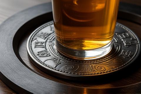 문양이 새겨진 단조 철제 컵받침